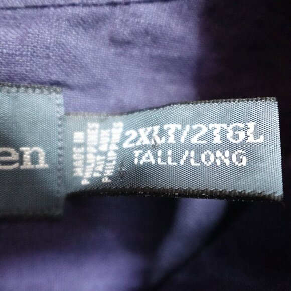 Polo Ralph Lauren Shirt 2XLT Blue Solid Button Down 100% Linen Short Sleeves - Picture 2 of 7